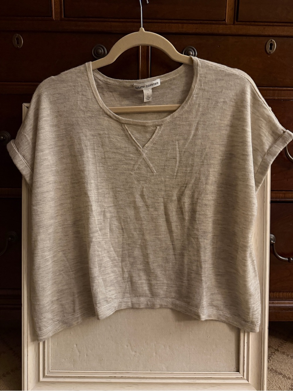 Vintage Autumn Cashmere heathered cropped knit top S